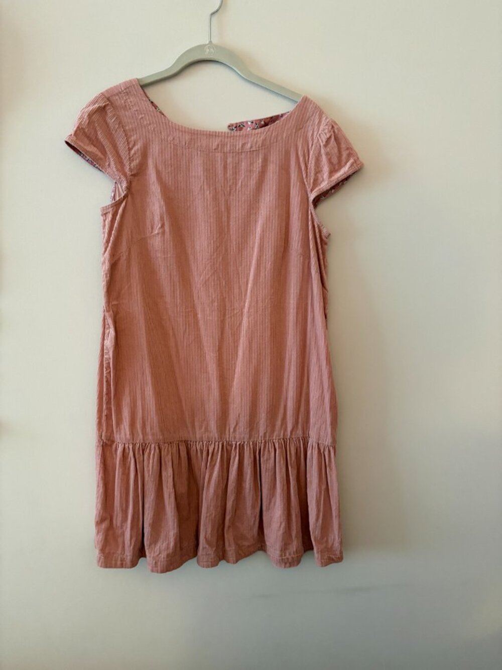 Anthropologie Maeve Pink Corduroy‎ Tessa Flounced Dress Size 2 - Picture 3 of 5